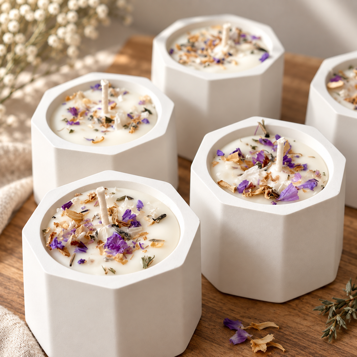 VELAS EN RECIPIENTES DE YESO