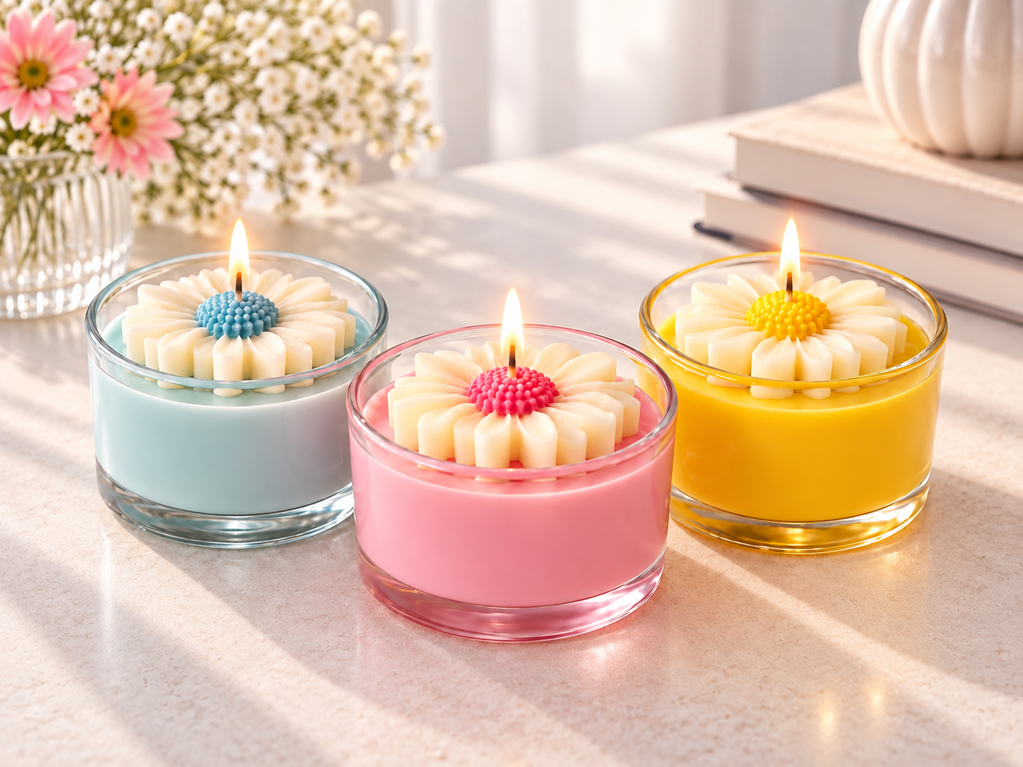 Velas artesanales elaboradas en el curso